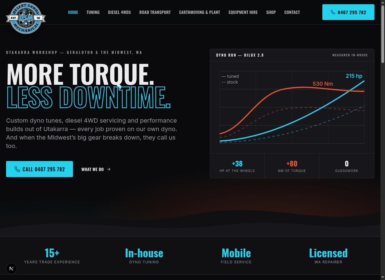 Screenshot of the Desert Sands Mechanical website