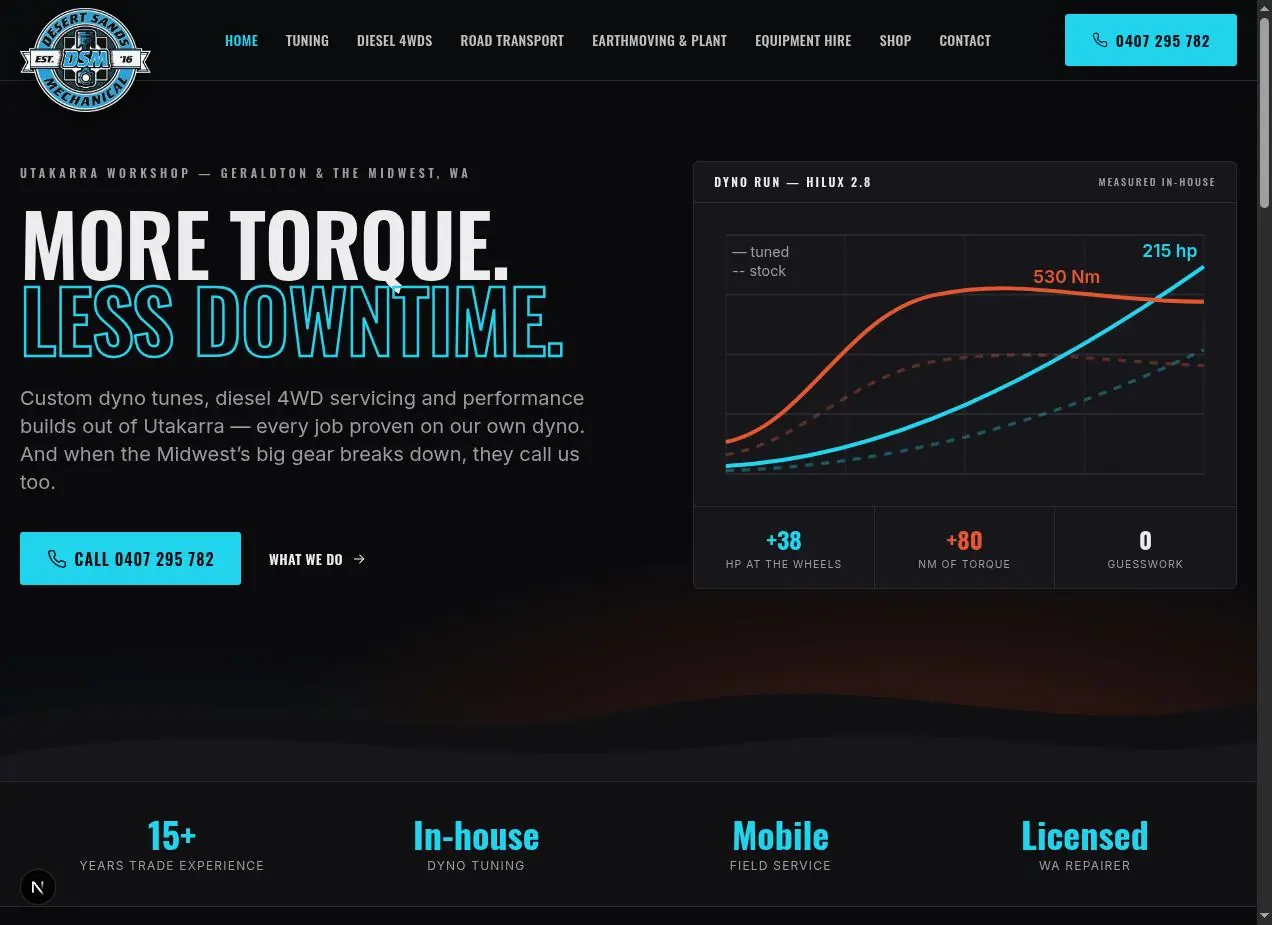 Screenshot of the Desert Sands Mechanical website