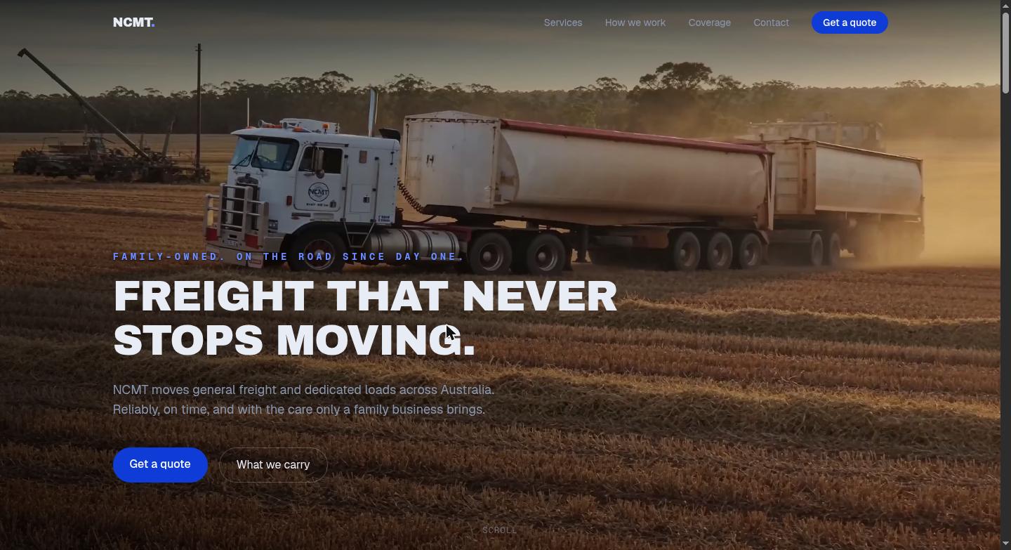 Screenshot of the NCMT Transport website